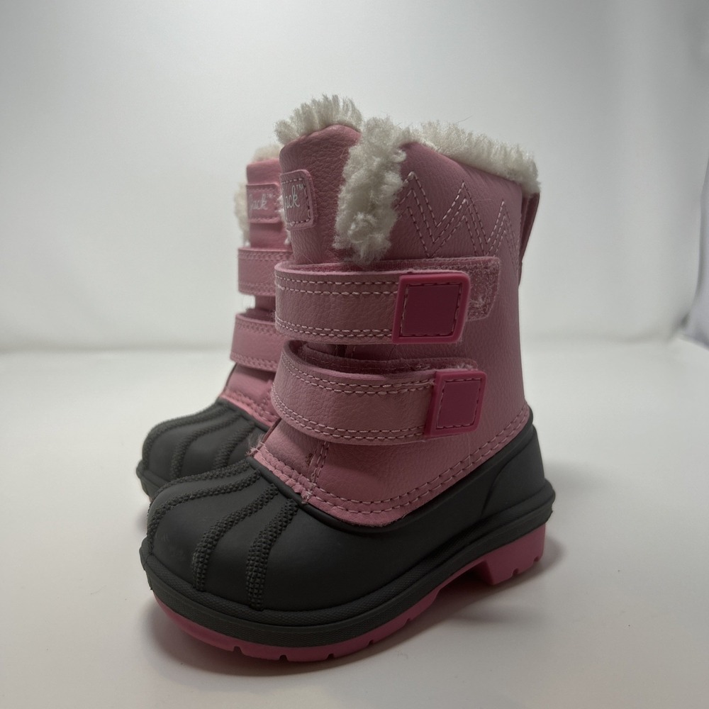 Cat & Jack Denver Winter Boots (TS) Toddler Size 5 Pink/Gray Faux‎ Shearling